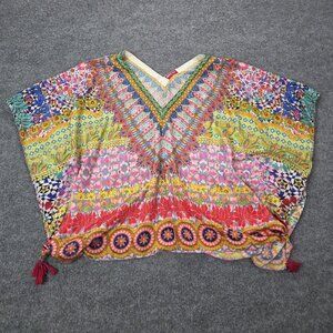 Ruby Yaya Kaftan Womens Large Multicolor Boho‎ Tassel Embellished Top Festival